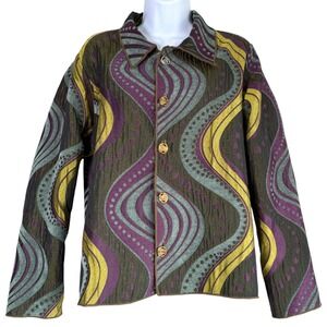 Winding River Reversible Tapestry Jacket Size XL Art to Wear Unique Boho Career